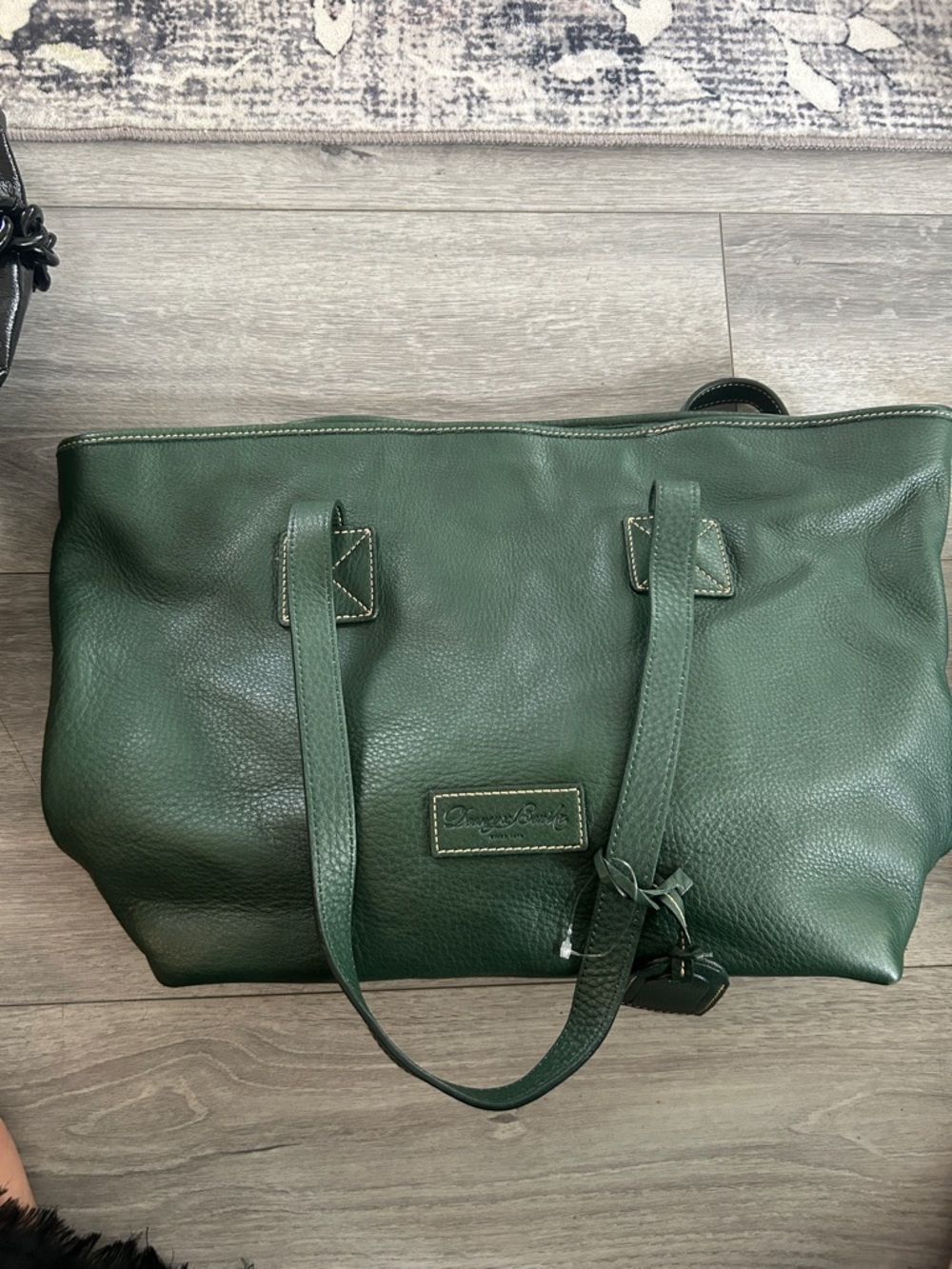 Dooney & Bourke Dark Green Pebbled Leather Large Tote Bag
